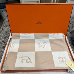 Hermès Cotton Knit Adada Baby Blanket Naturel